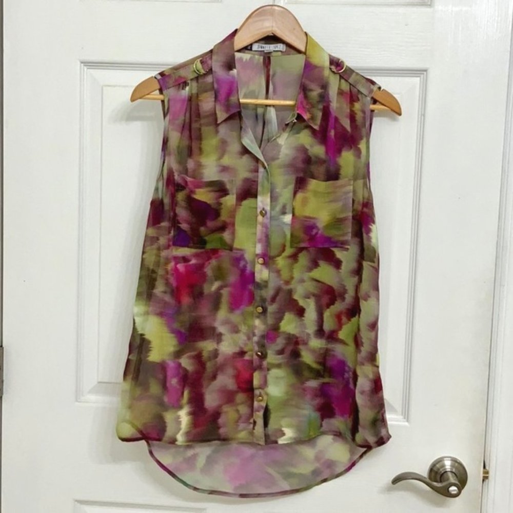 JLo High Low Multicolored Blouse